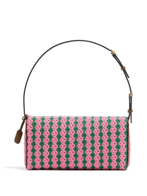 Valentino Garavani DeVain small shoulder bag in crochet fabric - Pink