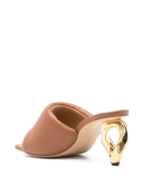 JW Anderson 80mm Chain-heel leather sandals - Brown
