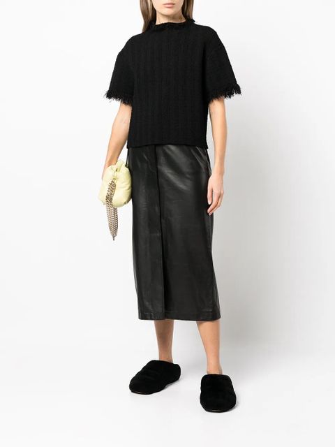 Proenza Schouler frayed-edge short-sleeve jumper - Black - zdjęcie produktu nr 2