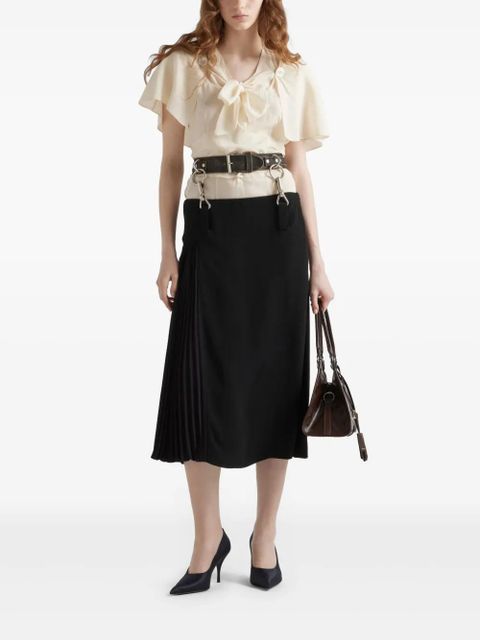 Prada belted pleated midi skirt - Black - zdjęcie produktu nr 2
