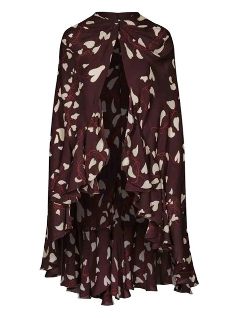 Johanna Ortiz printed ruffled silk coat - Brown