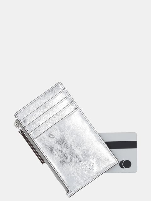 Tory Burch portfel skórzany Fleming damski kolor srebrny 175191-040