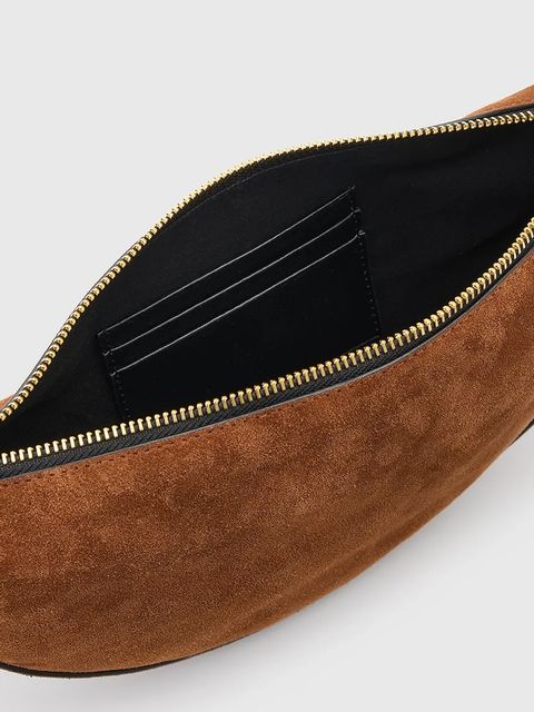 AllSaints torebka zamszowa HALFMOON kolor brązowy W334XC