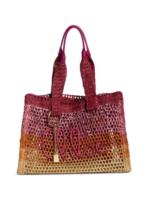 Chloé crocheted raffia tote bag - Pink - zdjęcie produktu nr 1