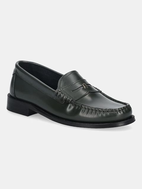 Furla mokasyny skórzane College Loafer damskie kolor zielony na płaskim obcasie YK41FSN T20000 4491S - zdjęcie produktu nr 1