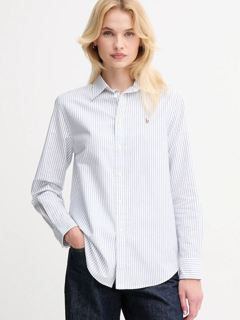 Polo Ralph Lauren koszula bawełniana damska kolor fioletowy regular z kołnierzykiem klasycznym 211971500 - zdjęcie produktu nr 1