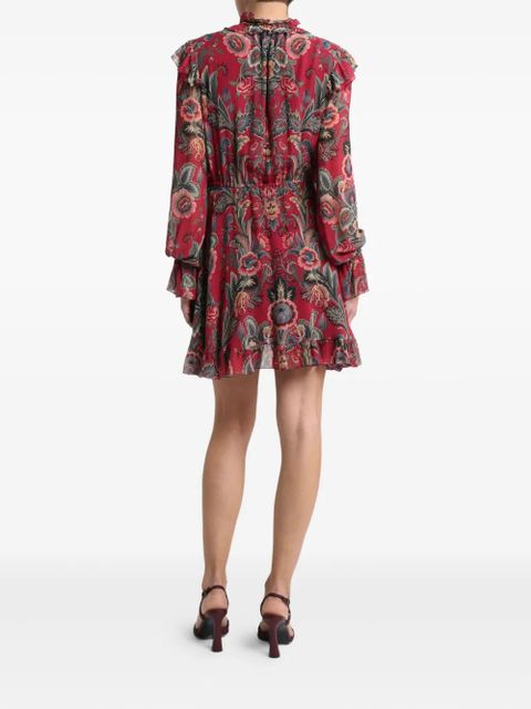 ETRO ruffled floral print mini dress - Red