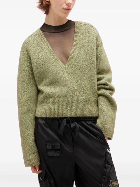 GANNI brushed v-neck sweater - Green - zdjęcie produktu nr 2