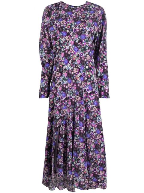 ISABEL MARANT floral-print long-sleeve maxi dress - Purple - zdjęcie produktu nr 1