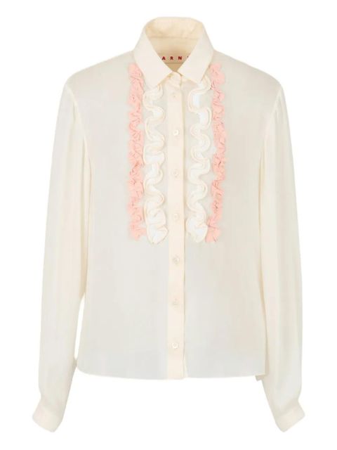 Marni ruffled long-sleeveS shirt - Neutrals - zdjęcie produktu nr 1