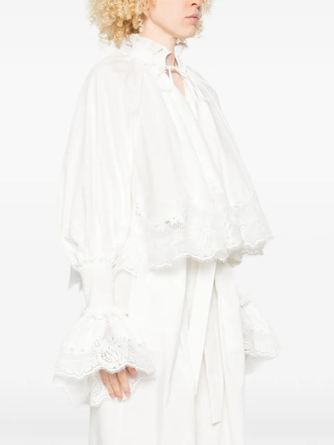 ZIMMERMANN Alchemy lace-trim gathered shirt - White
