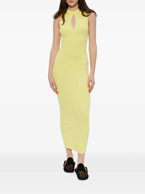 Balmain keyhole ribbed dress - Yellow