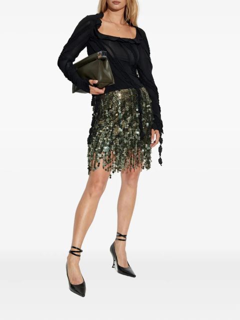 Blumarine ruffled-detail long-sleeve top - Black