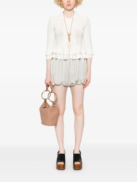 Chloé ruffled-hem crochet cardigan - White