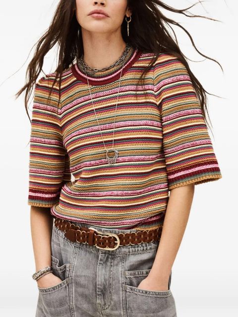 Ba&Sh Farfaela striped knitted T-shirt - Red