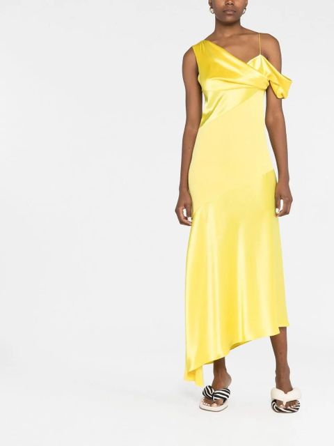 LOEWE asymmetric draped midi dress - Yellow - zdjęcie produktu nr 2