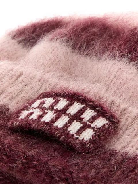 Miu Miu embroidered-logo beanie hat - Pink - zdjęcie produktu nr 2