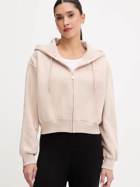Guess bluza AELIA damska kolor beżowy z kapturem gładka V5BQ11 KB681 - zdjęcie produktu nr 1