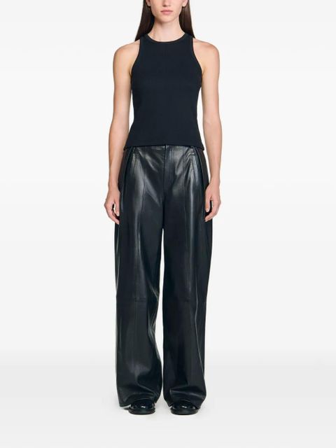 SANDRO logo-embroidered ribbed tank top - Black