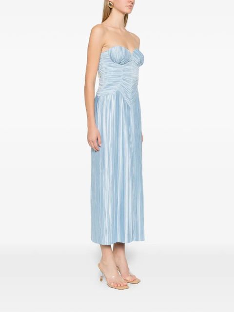 Cult Gaia Ashika ruched pleated gow dress - Blue