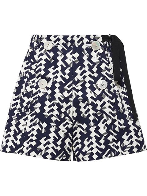 Prada side-tie geometric shorts - Blue