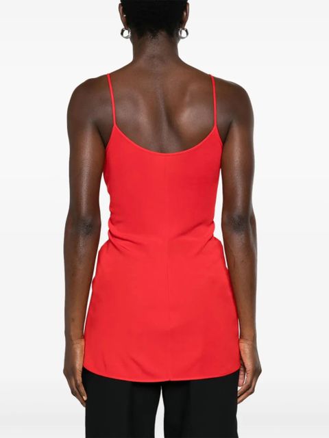 Balmain floral-appliqué plunge tank top - Red