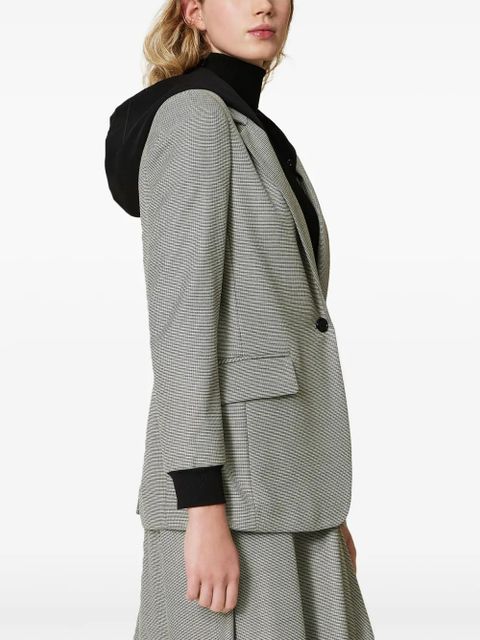 TWINSET hooded houndstooth blazer - Black