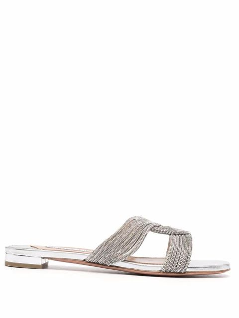 Aquazzura Gatsby flat sandals - Silver - zdjęcie produktu nr 1