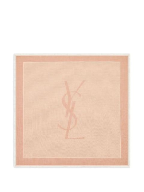 Saint Laurent Cassandre square scarf - Neutrals - zdjęcie produktu nr 2