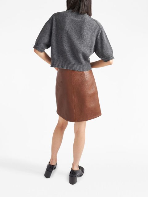 Prada logo-intarsia cropped wool jumper - Grey