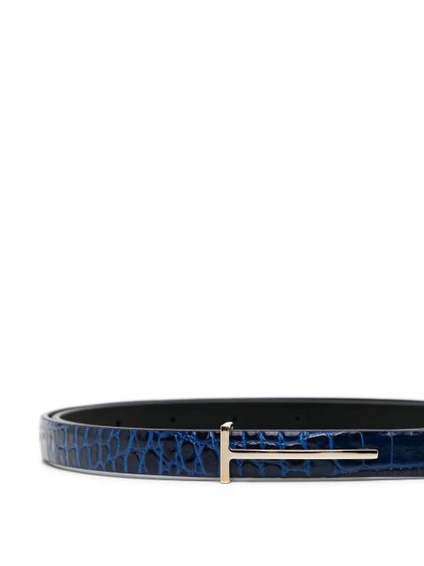 TOM FORD crocodile-effect buckle belt - Blue - zdjęcie produktu nr 1