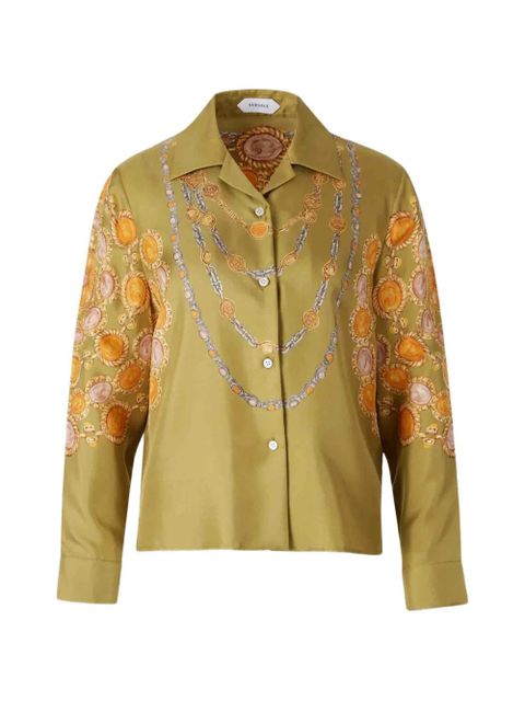 Versace printed cropped silk shirt - Green - zdjęcie produktu nr 1