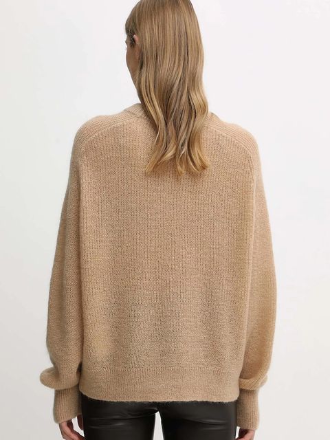 Rotate sweter z dodatkiem wełny kolor beżowy lekki 1146391753