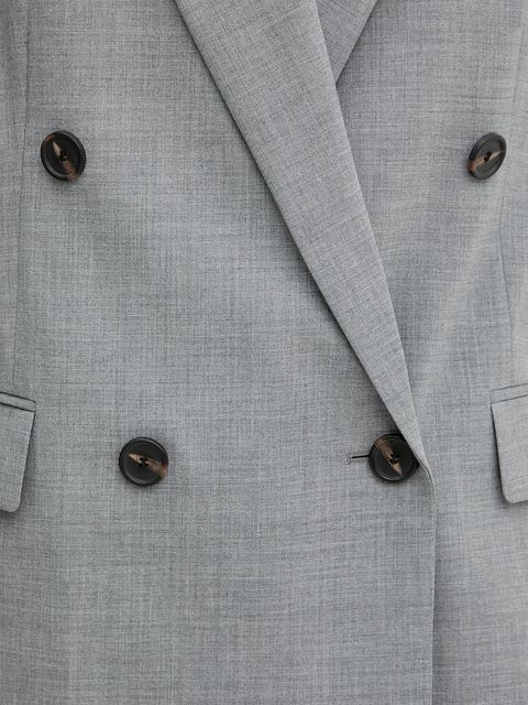 BOSS marynarka wełniana kolor szary dwurzędowa gładka 50543302