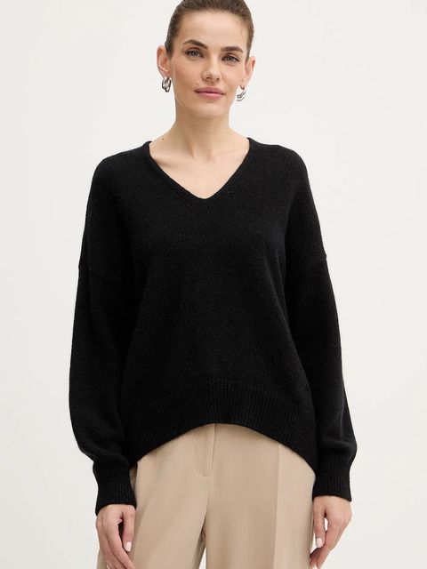 BOSS Orange sweter z dodatkiem wełny damski kolor czarny 50550464 - zdjęcie produktu nr 1