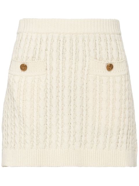 Prada cable-knit cotton miniskirt - Neutrals - zdjęcie produktu nr 1