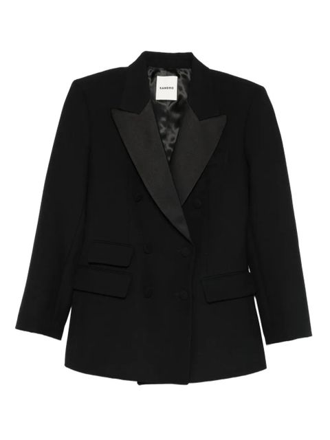 SANDRO satin-lapel double-breasted blazer - Black - zdjęcie produktu nr 1