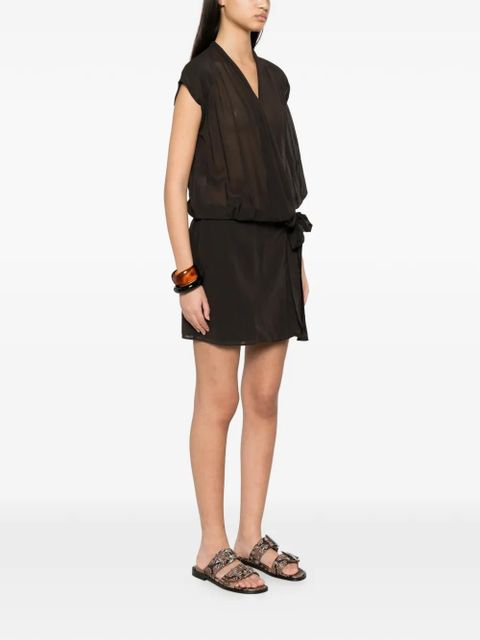 PINKO Ardola draped tie-fastening mini dress - Brown