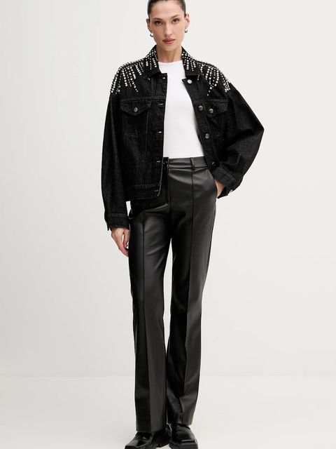 Gestuz kurtka jeansowa kolor czarny przejściowa 10910794