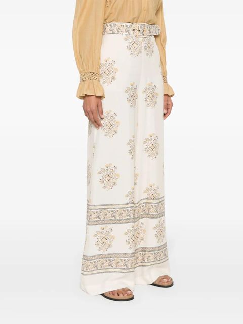 ZIMMERMANN Utility Dot Lemon-print wide trousers - Neutrals