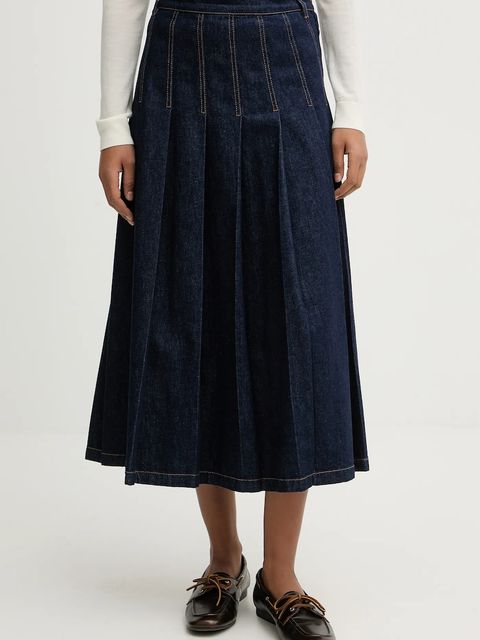 Weekend Max Mara spódnica jeansowa OVALE kolor granatowy midi rozkloszowana 2615101071600