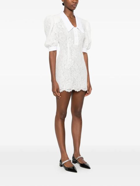 Rowen Rose puffy-sleeves polo mini dress - White