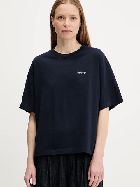 Barbour t-shirt bawełniany JEMA damski kolor granatowy LML0883 - zdjęcie produktu nr 1