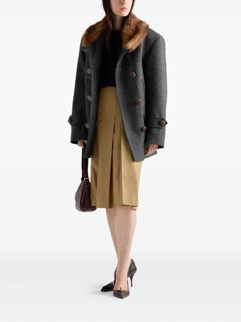 Prada box-pleat kick-pleat midi skirt - Neutrals - zdjęcie produktu nr 2