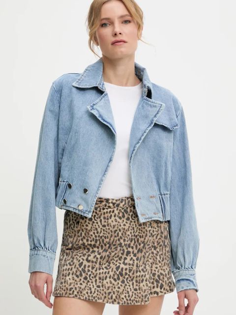 Answear.LAB kurtka jeansowa kolor niebieski przejściowa oversize