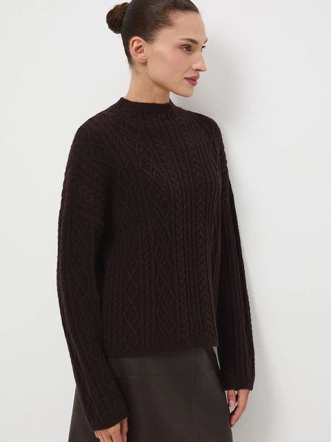 Medicine sweter damski kolor brązowy z półgolfem