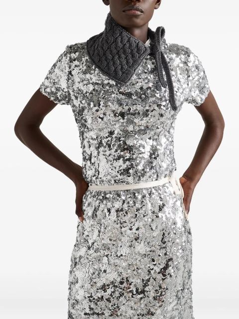 Prada sequin-embellished wrap skirt - Silver