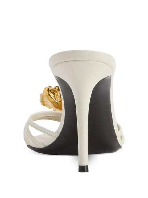 Giuseppe Zanotti metal grain orchid crystal mules - White