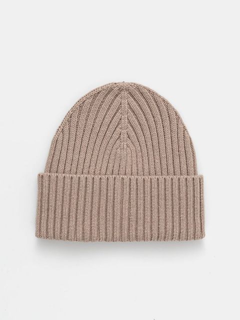 Sisley czapka z domieszką wełny kolor beżowy z cienkiej dzianiny 132HSA00B - zdjęcie produktu nr 1