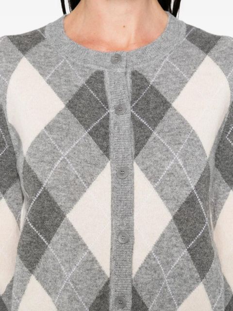 SANDRO argyle-pattern ribbed cardigan - Grey